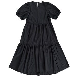 Ali Golden Puff Sleeve Black Dress - Small